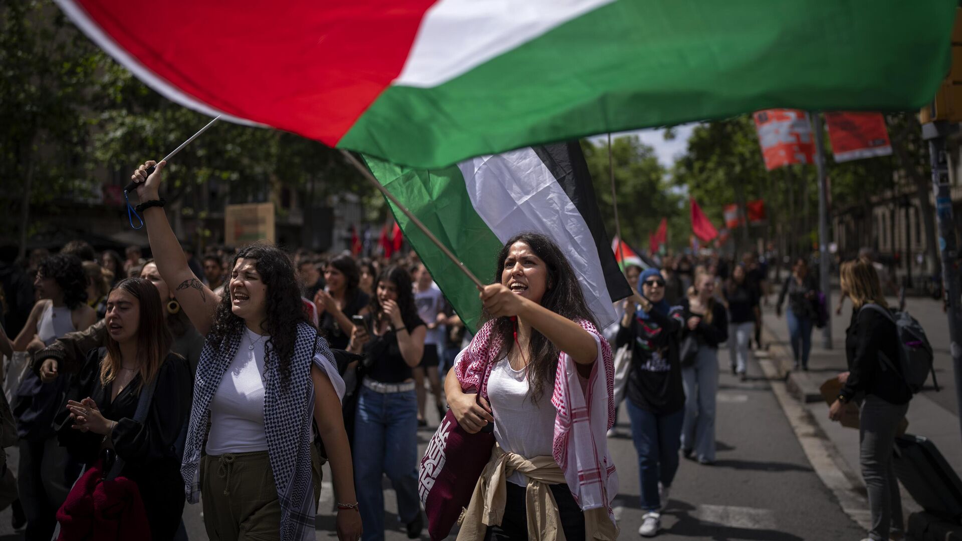 Испанские студенты выразили поддержку Палестине, сообщили СМИ